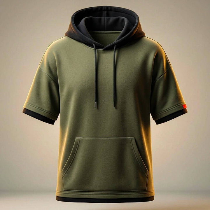 Herren-Kapuzen-T-Shirt aus Baumwolle – Oversize Streetwear Lässiger Schnitt