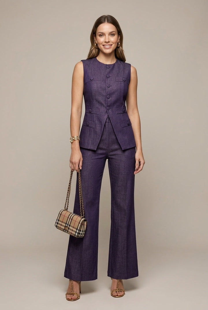 Completo Donna Due Pezzi – Top Senza Maniche e Pantaloni Larghi