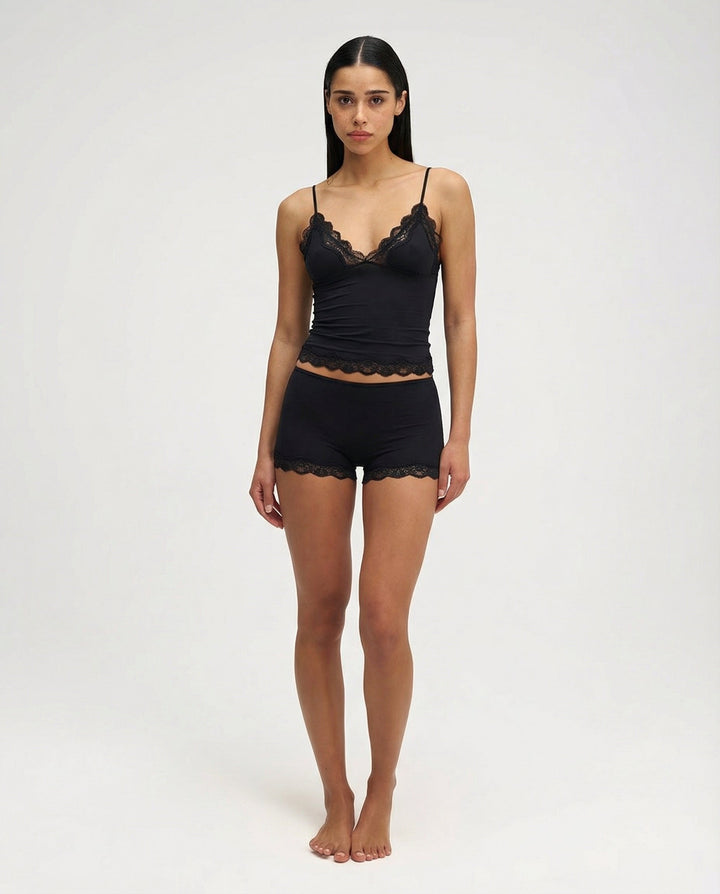 Set Nuisette Donna in Pizzo – Canottiera & Shorts Satinati