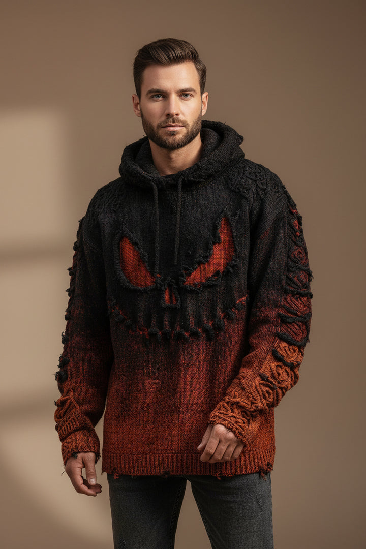 Herren-Sweater mit 3D-Halloween-Print – Weite Passform mit Druckeffekt