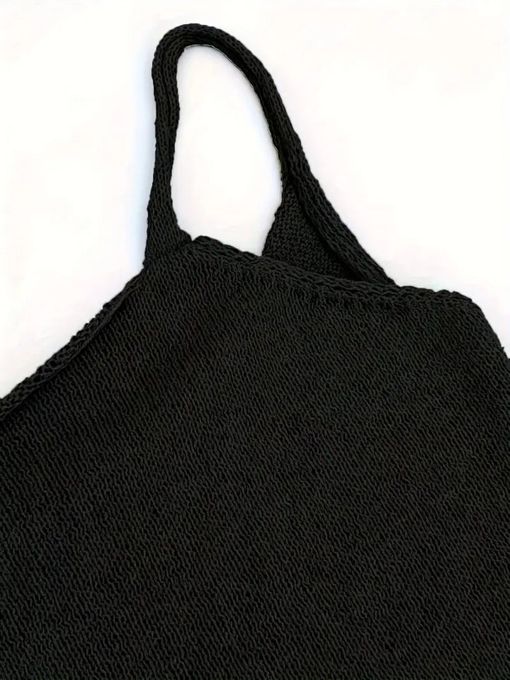 Mini-Strickkleid für Damen – Dünne Träger und Rückenausschnitt