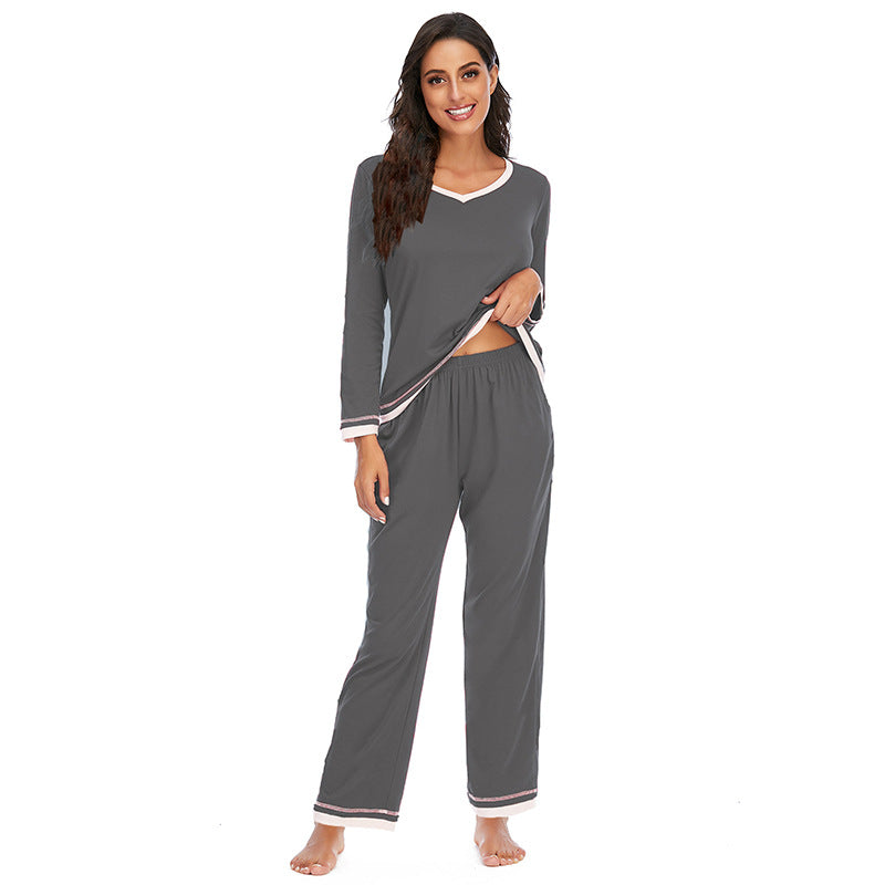Damen-Baumwollpyjama – Zweiteiliges Set mit langen Ärmeln