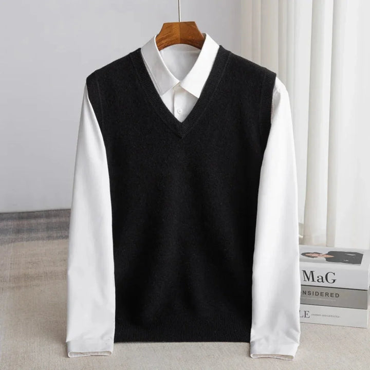 Herren-Strickweste ohne Ärmel – lässiger, weiter geschnittener Pullover