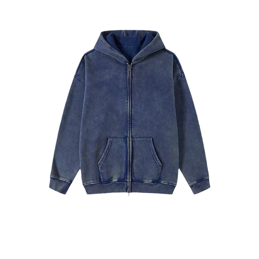 Veste Homme en Coton – Finition Vintage à Capuche Zip Double