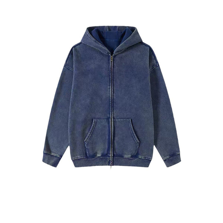 Veste Homme en Coton – Finition Vintage à Capuche Zip Double