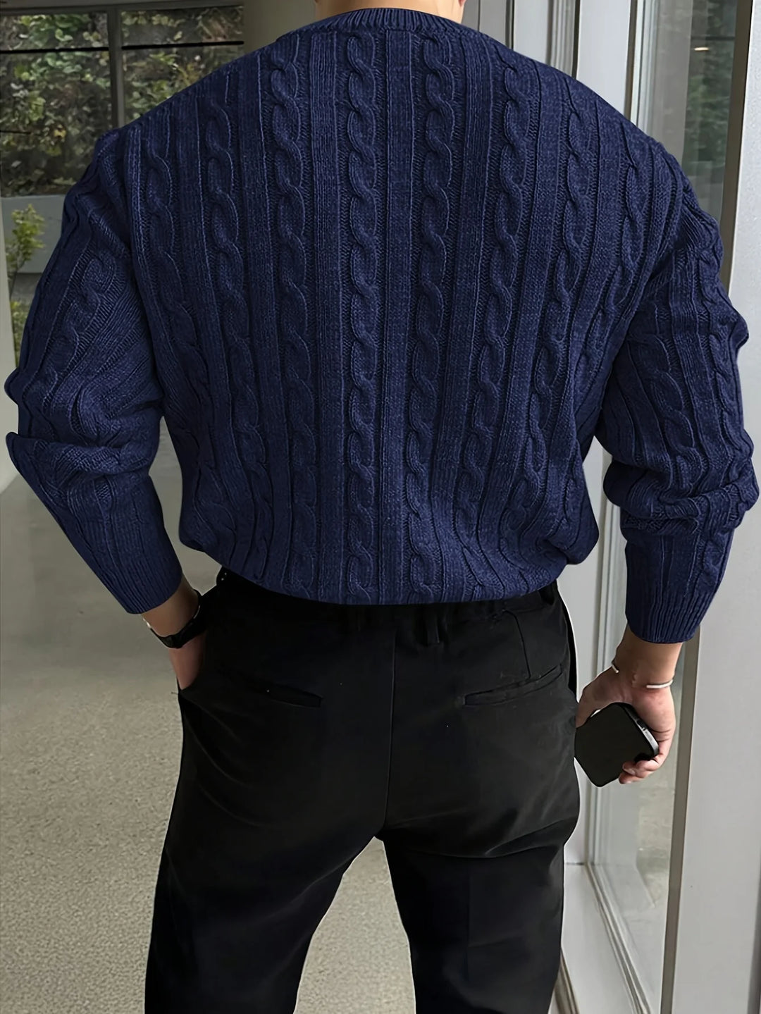Herren-Rollkragenpullover – Grobstrick mit Strukturmuster