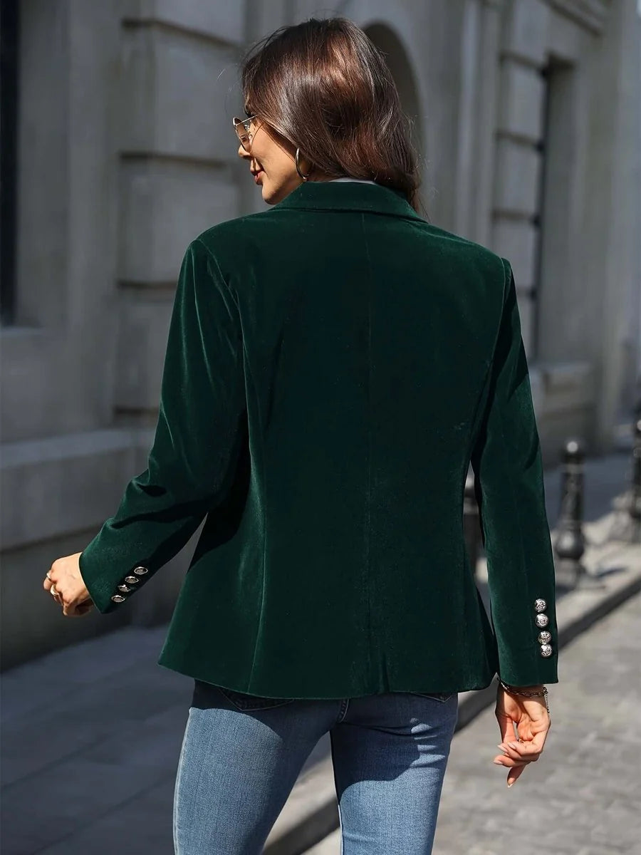 Damenblazer mit Samteffekt – Eleganter Slim-Fit-Schnitt