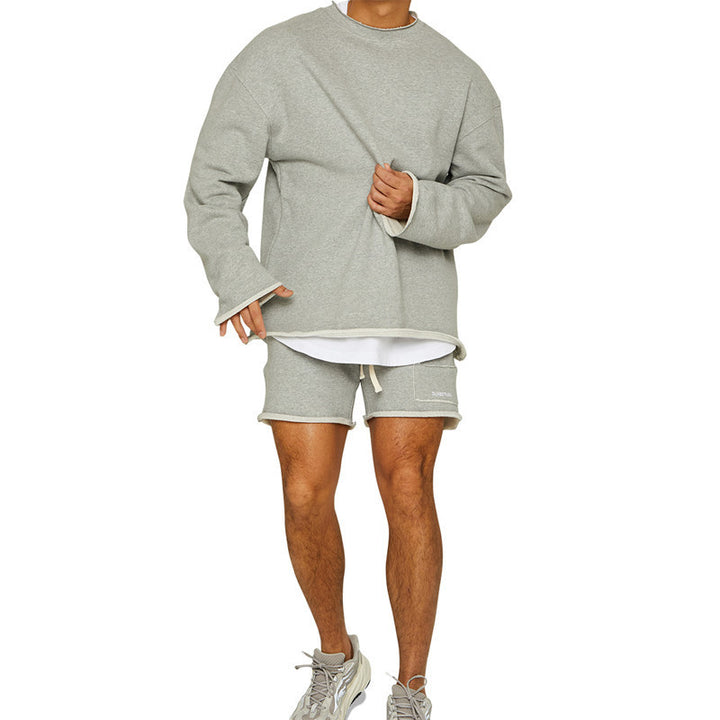Sæt med sweatshirt og shorts i bomuld til mænd – Afslappet pasform