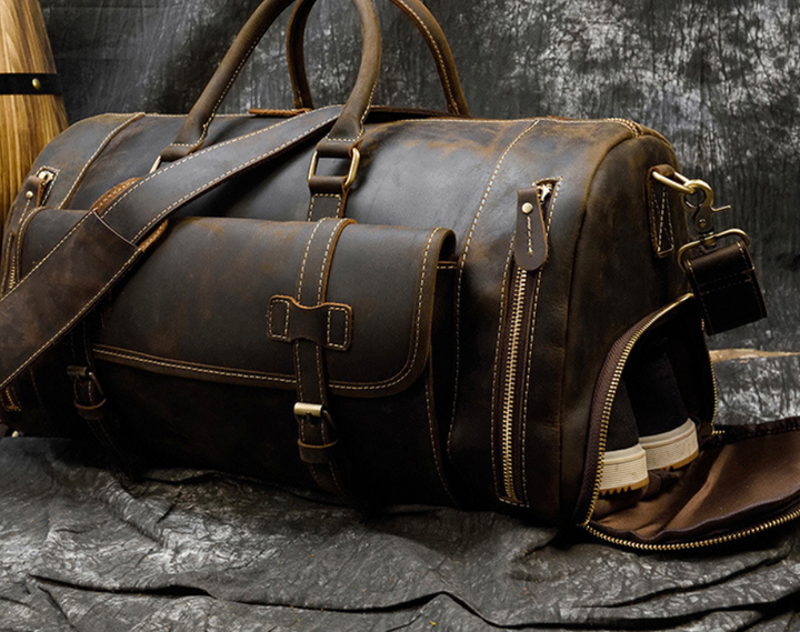 Borsa da viaggio uomo in pelle – Duffel retrò strutturato