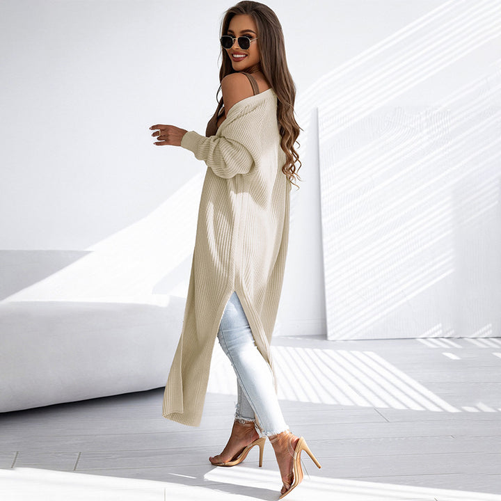 Langer Damen-Cardigan aus Strick – Lässiger, offener Schnitt