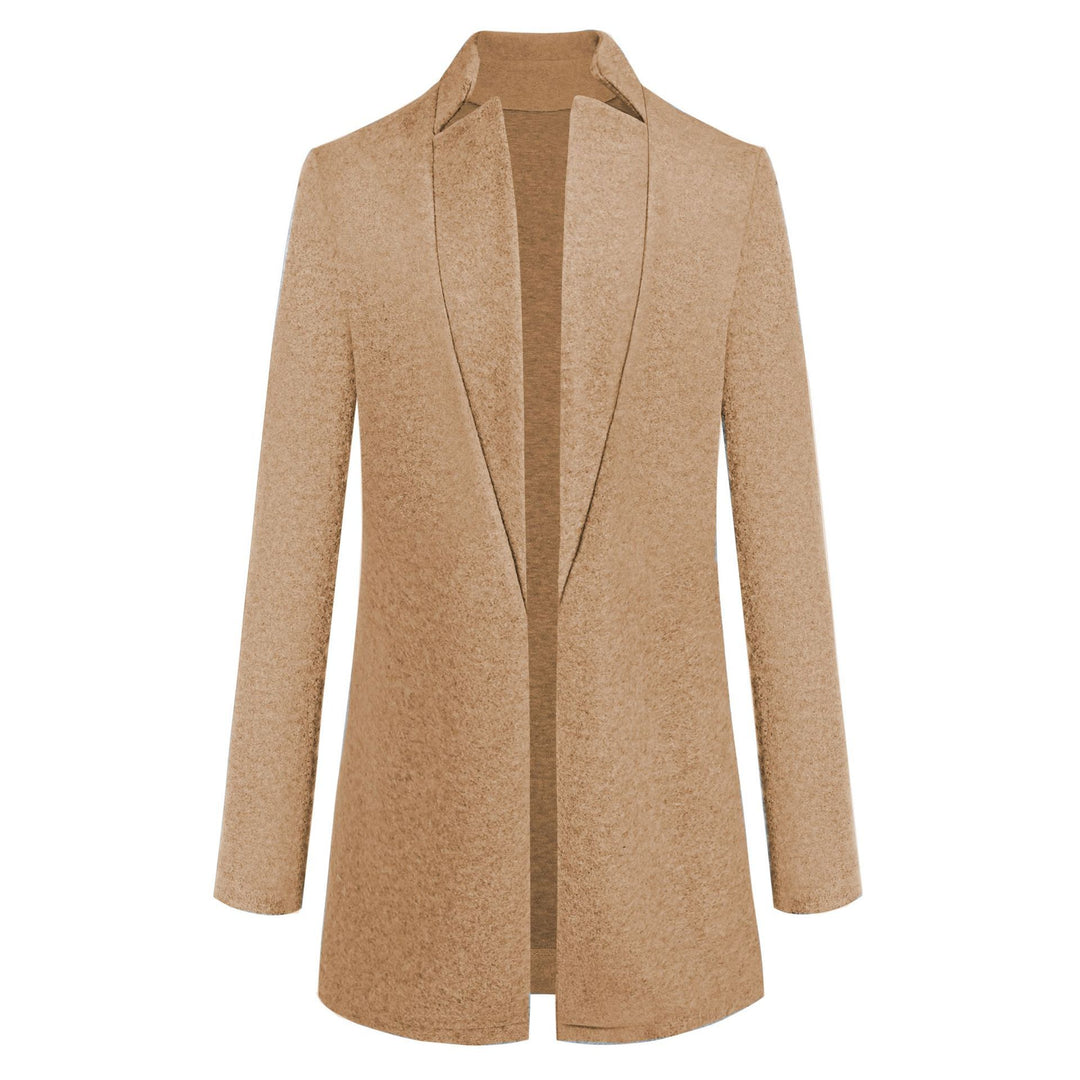 Damenmantel aus Wolle mit Stehkragen – taillierter Cardigan-Schnitt