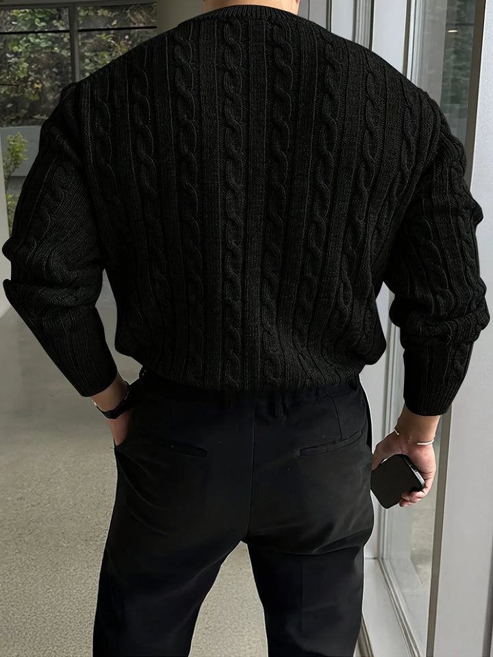 Herren-Rollkragenpullover – Grobstrick mit Strukturmuster