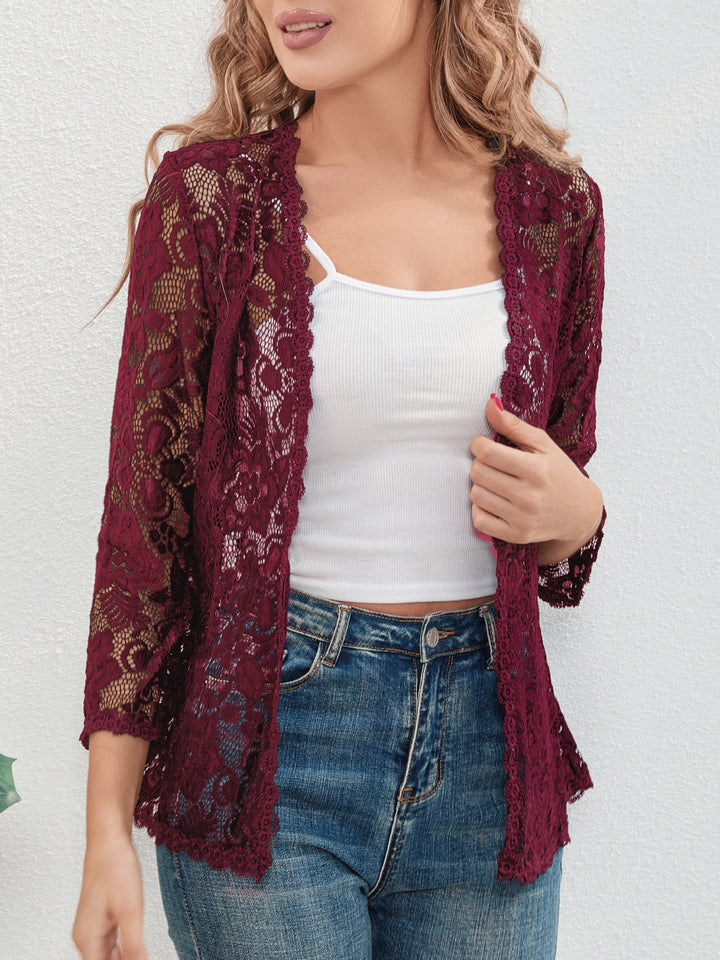 Cardigan donna in pizzo trasparente – Apertura facile, leggero