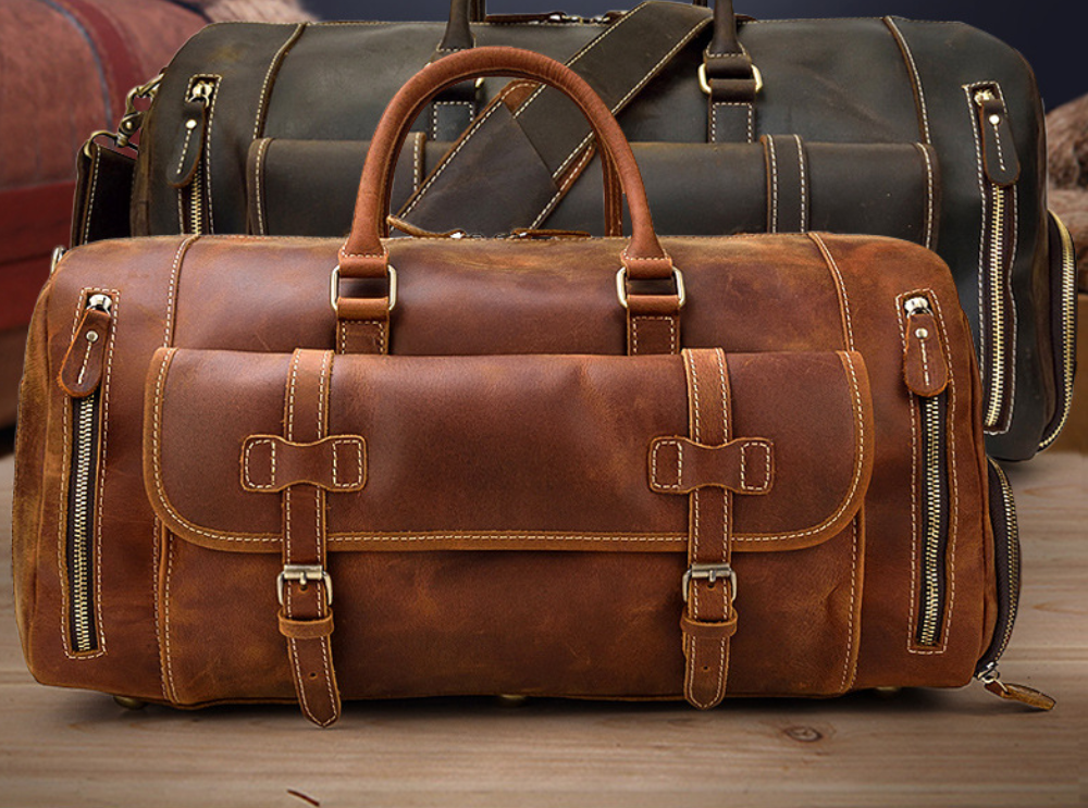 Borsa da viaggio uomo in pelle – Duffel retrò strutturato