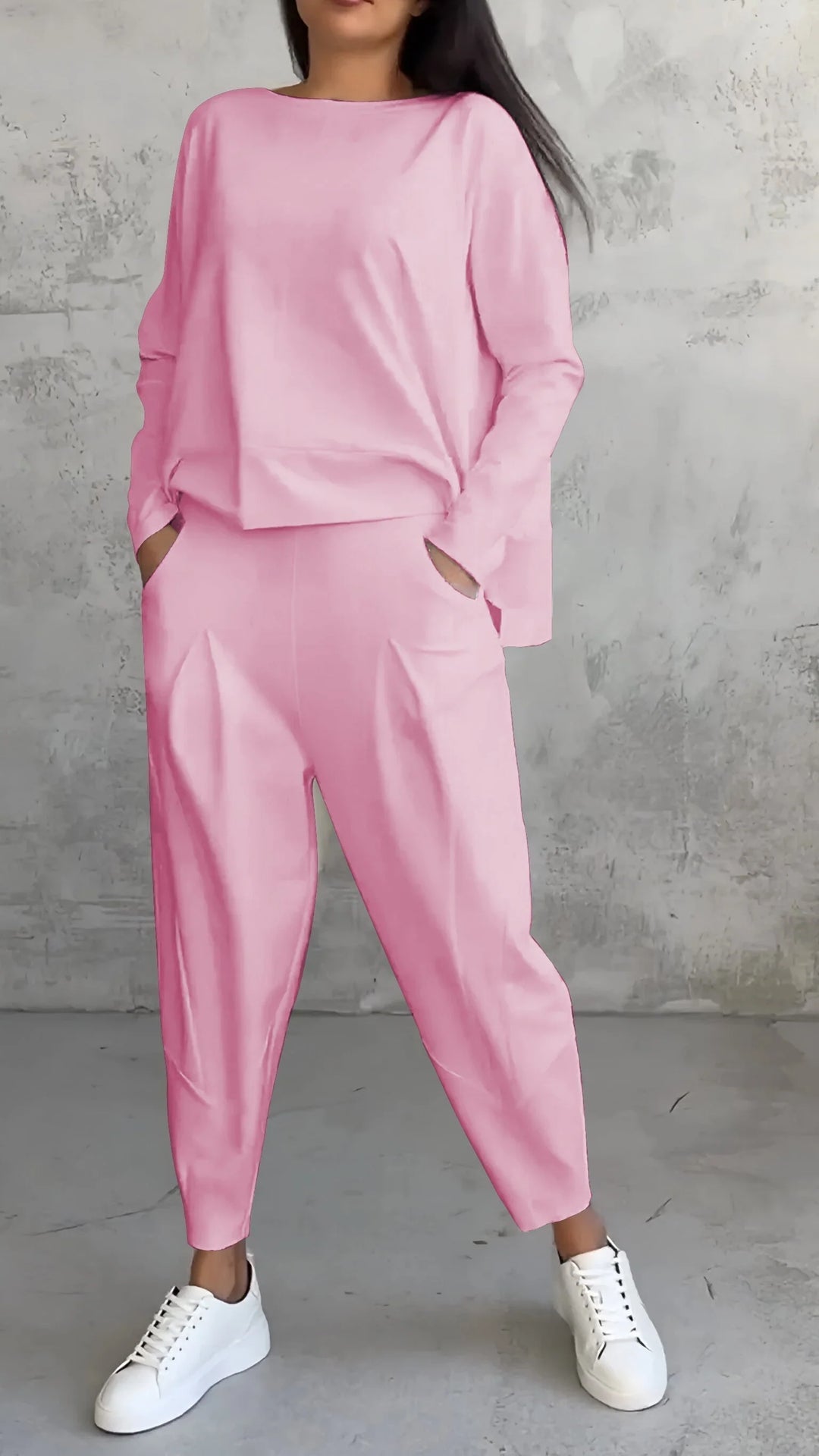 Ensemble Deux Pièces Femme – Haut Manches Longues &amp; Pantalon Fuselé
