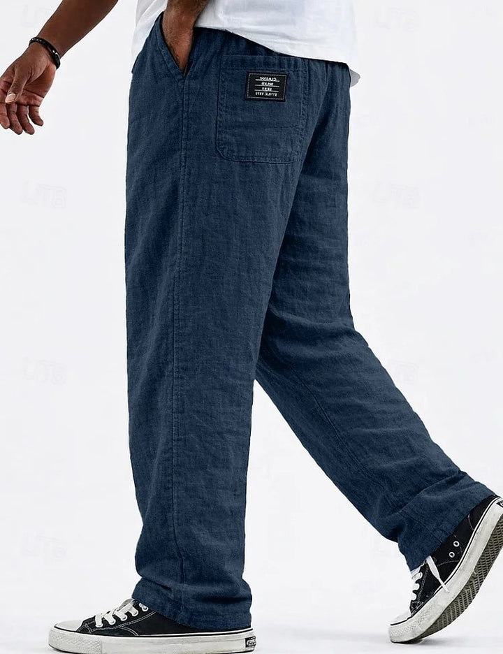 Pantalon Large Homme Coton-Lin – Coupe Ample à Taille Cordon