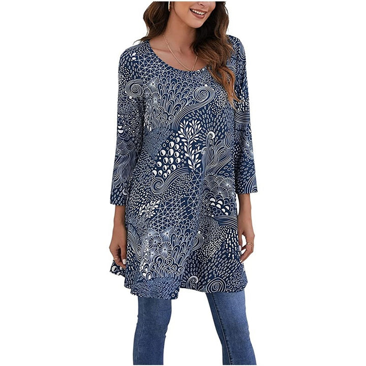 T-shirt donna a fiori – maniche tre quarti fluide, taglio ampio