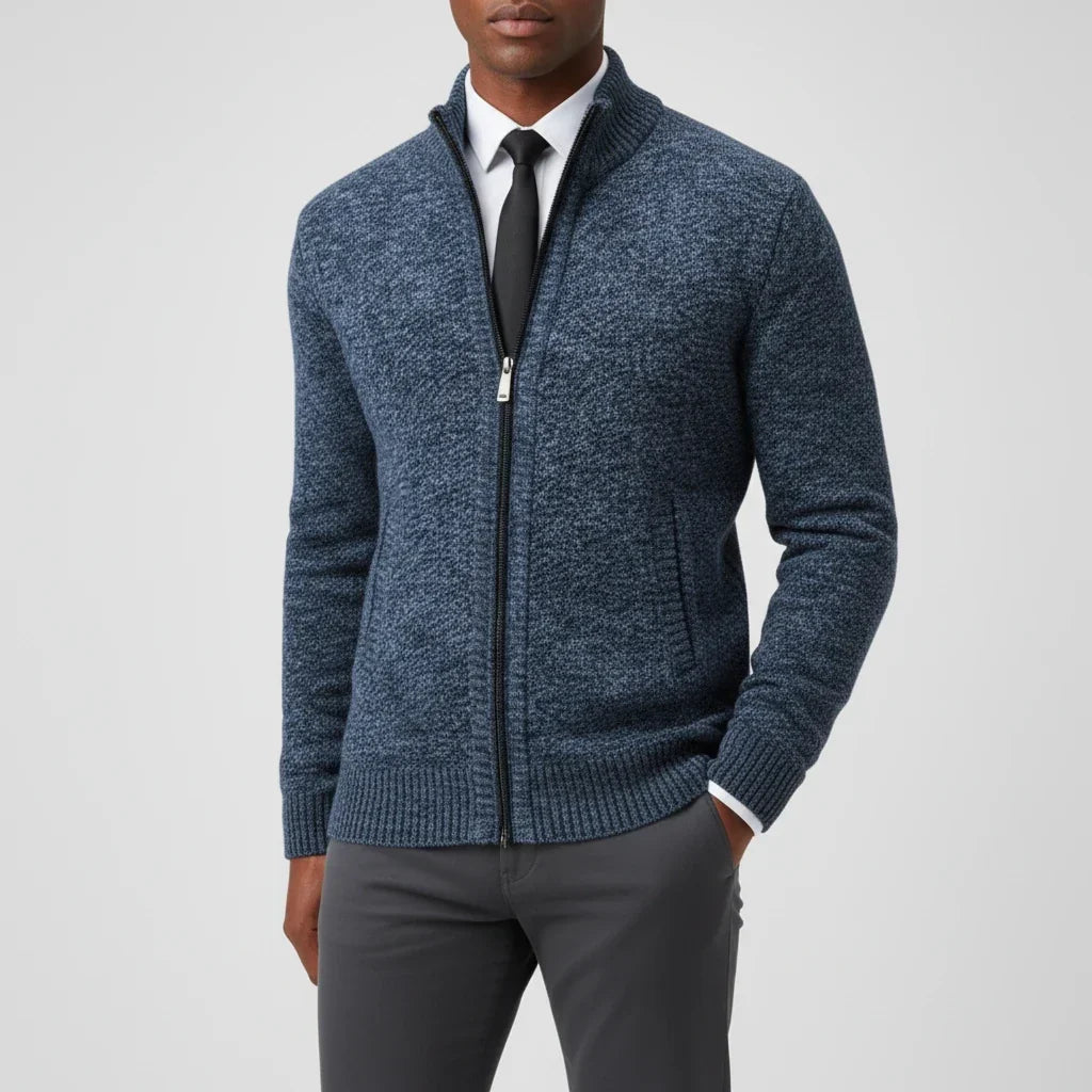 Cardigan Homme en Coton – Col Montant, Coupe Décontractée