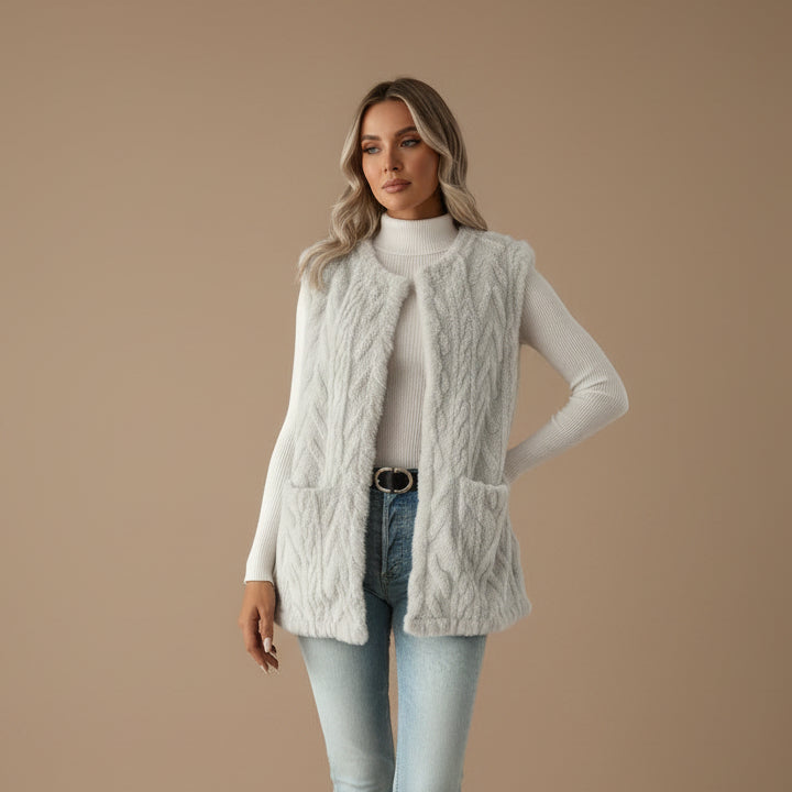 Gilet Femme en Polaire Douce – Motif Losange Double Face