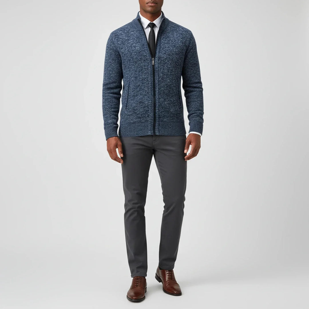 Cardigan Homme en Coton – Col Montant, Coupe Décontractée