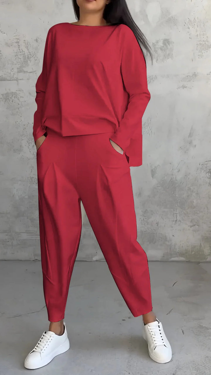 Ensemble Deux Pièces Femme – Haut Manches Longues &amp; Pantalon Fuselé