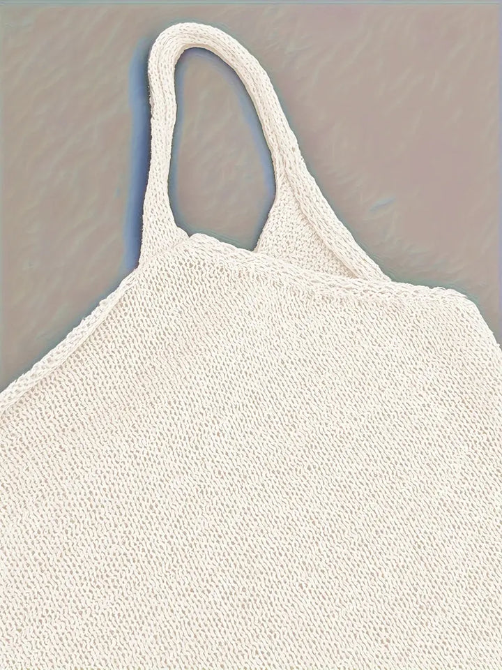 Mini-Strickkleid für Damen – Dünne Träger und Rückenausschnitt
