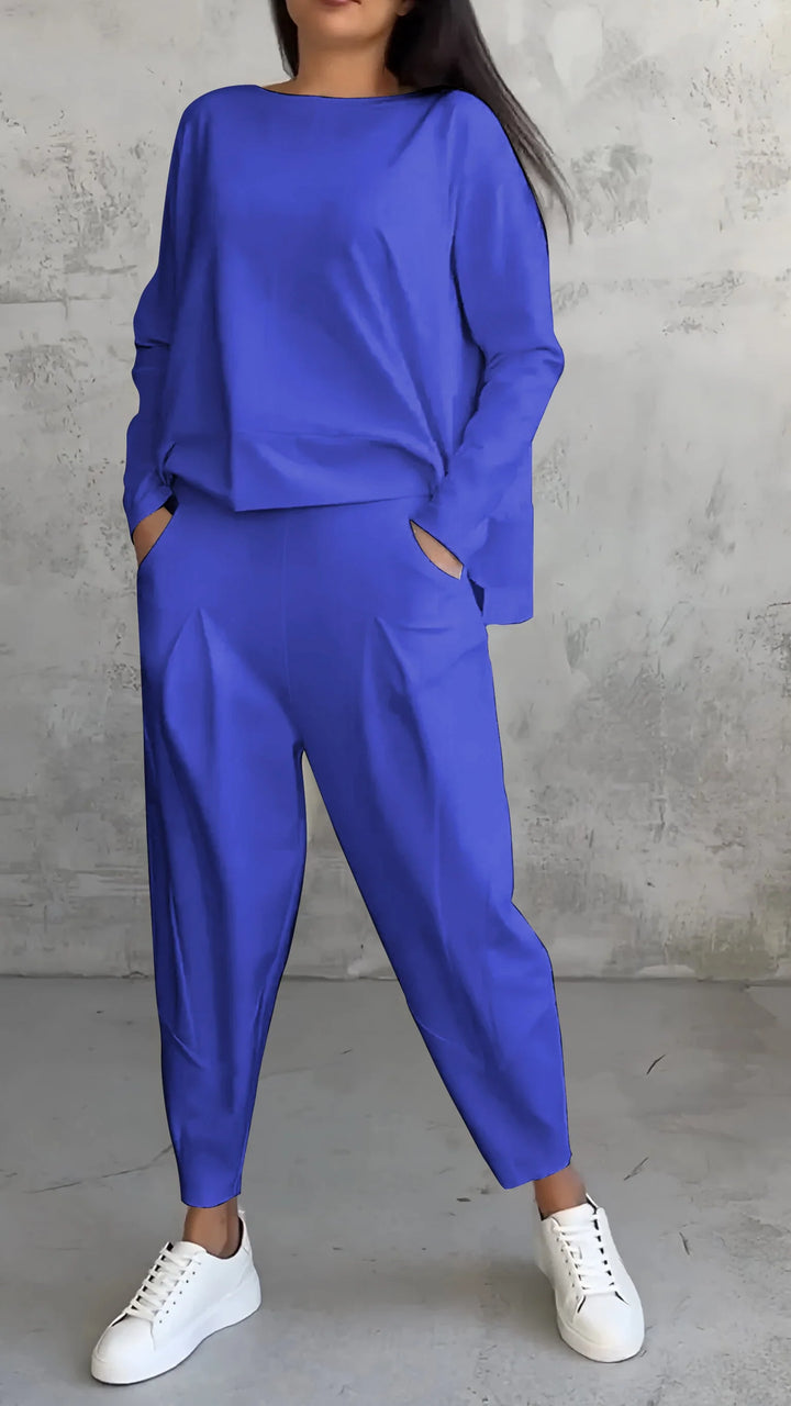 Ensemble Deux Pièces Femme – Haut Manches Longues &amp; Pantalon Fuselé