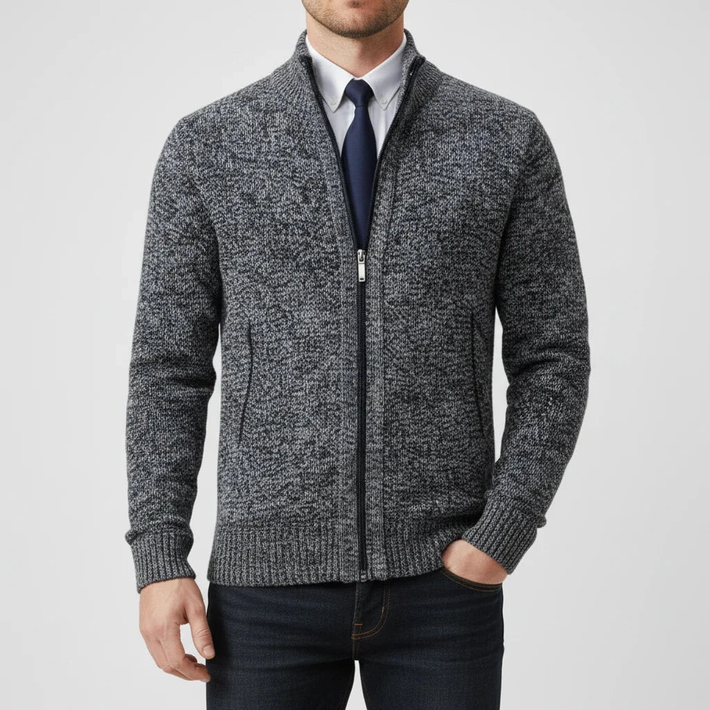 Cardigan Homme en Coton – Col Montant, Coupe Décontractée