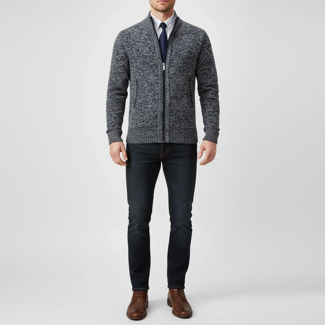 Cardigan Homme en Coton – Col Montant, Coupe Décontractée