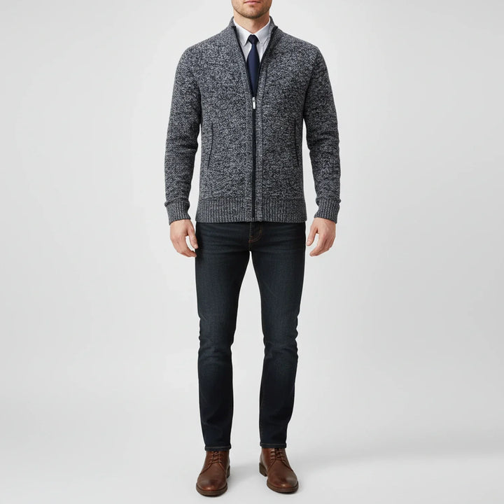 Cardigan Homme en Coton – Col Montant, Coupe Décontractée