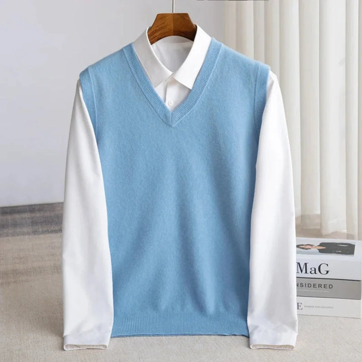 Herren-Strickweste ohne Ärmel – lässiger, weiter geschnittener Pullover