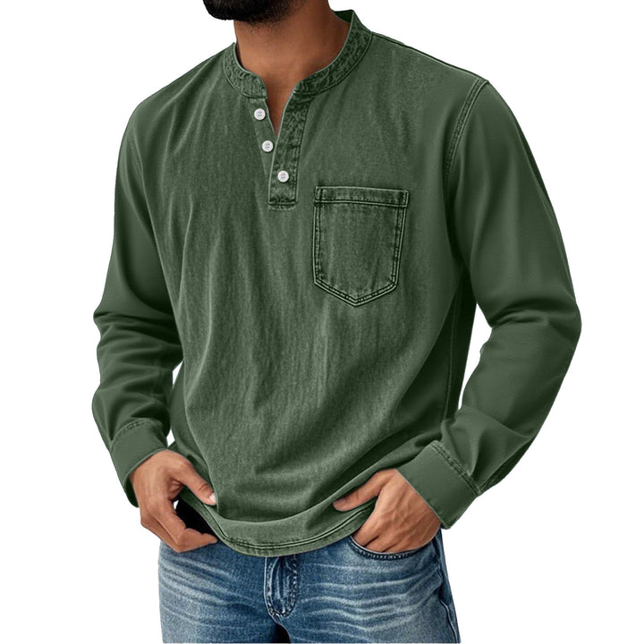 Herren-Henley mit langen Ärmeln – Slim Fit mit drei Knöpfen