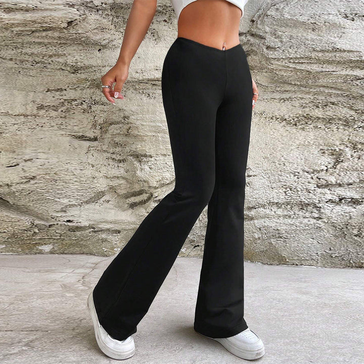 Pantalon Femme Taille Haute Évasé – Maille Extensible