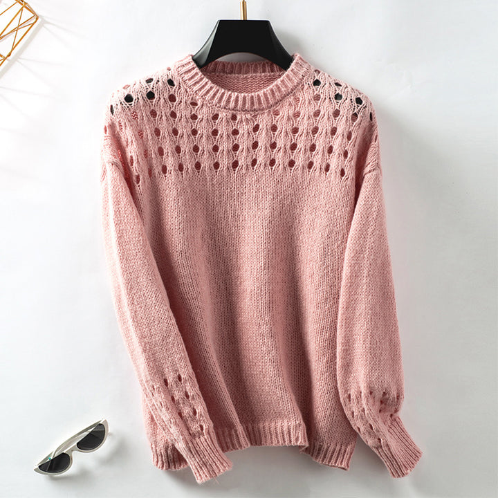 Pull Femme Détail Ajourné – Col Rond Maille Délicate