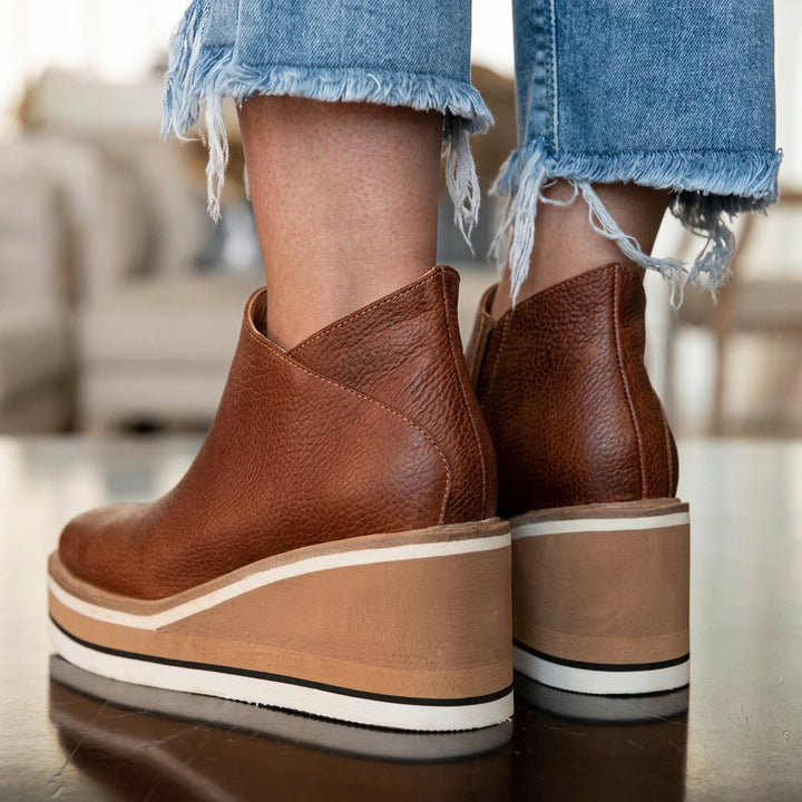 Bottes Femme à Semelle Compensée – Tige Basse à Fermeture Zippée