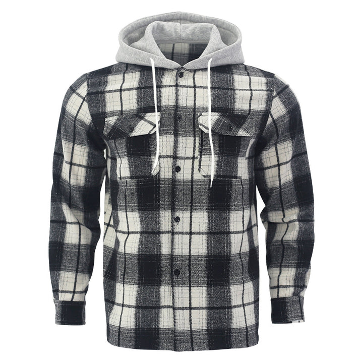 Herrenhemd aus Flanell mit Kapuze – Lässiger Cardigan-Stil