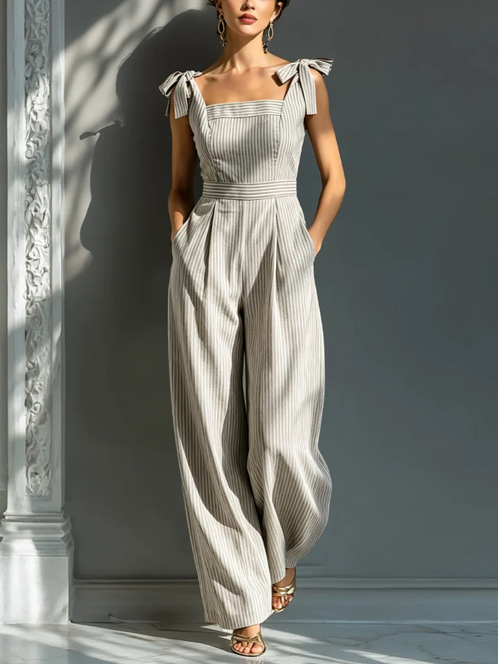 Ärmelloser Damen-Jumpsuit – Weite Passform mit Streifen