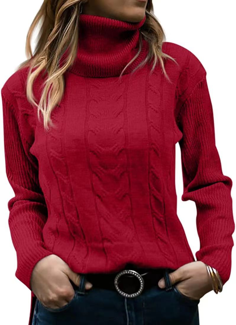 Pull Col Roulé Femme – Coupe Slim Manches Longues Style Rétro