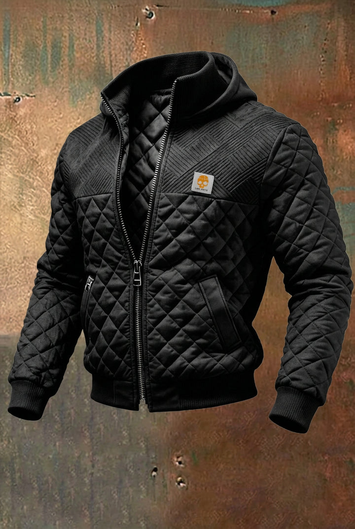 Veste Matelassée Homme – Coupe Slim Motif Carreaux et Poches 3D