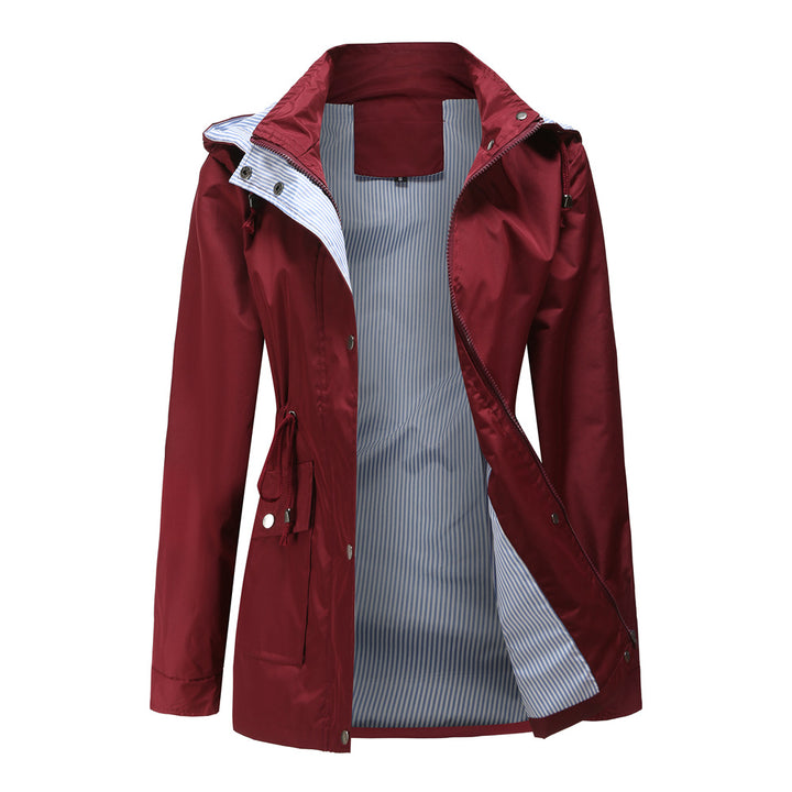 Veste à Capuche Femme – Taille Ajustable &amp; Doublure Rayée