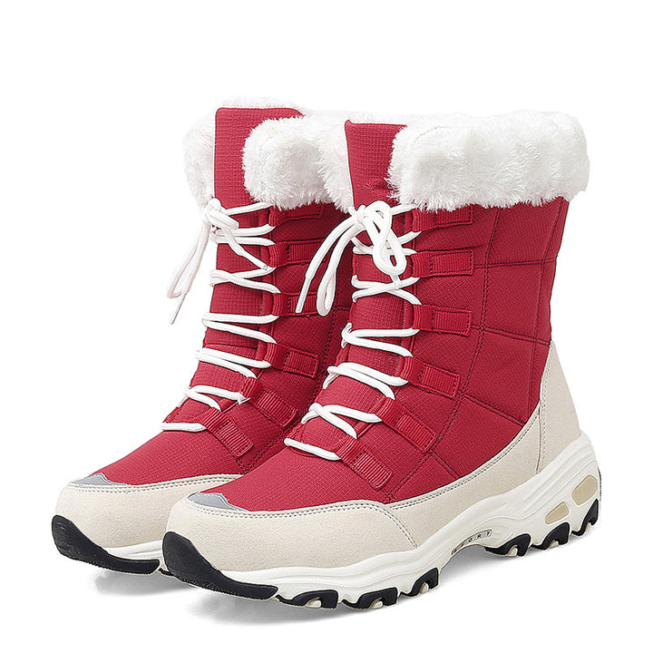 Botte de Neige Femme – Tige Matelassée à Lacets, Doublure Velours Chaude