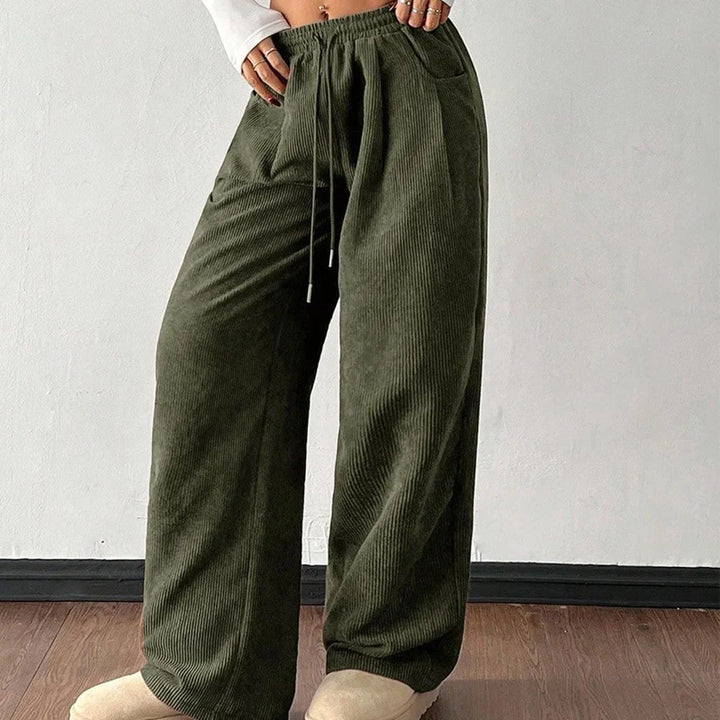 Pantalon Femme Large en Velours Côtelé – Coupe Ample et Décontractée