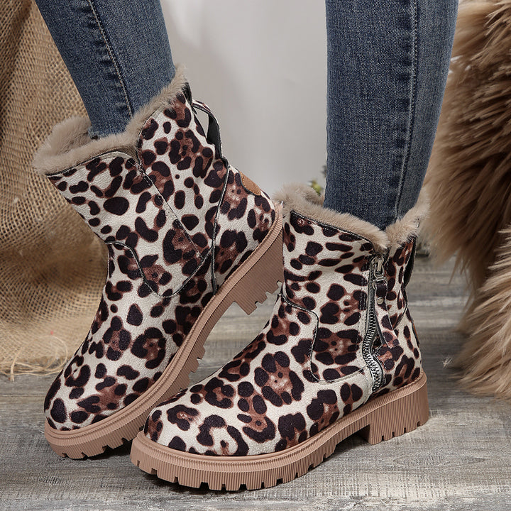 Botte Femme Hiver – Tige Aspect Daim, Fermeture Zip, Doublure Fourrure