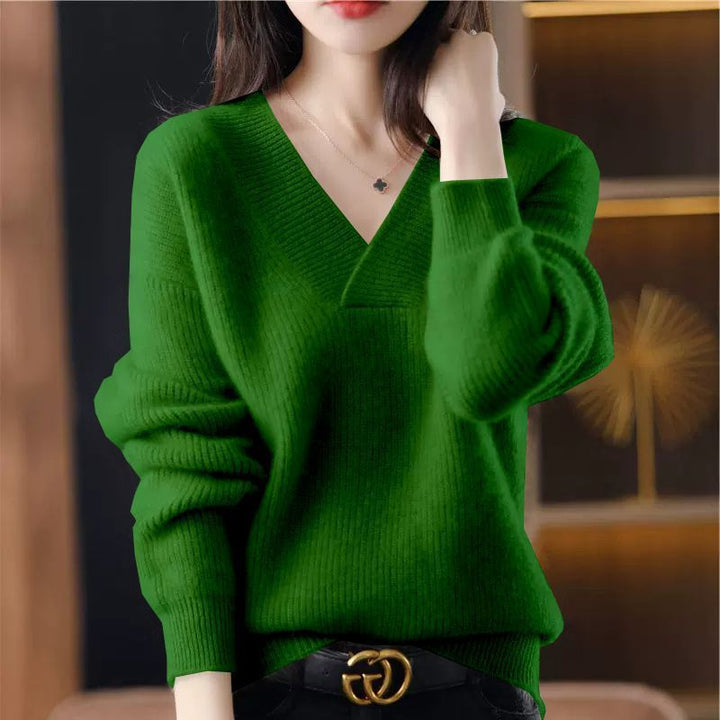 Pull Femme Col V – Maille Souple Finition Côtelée