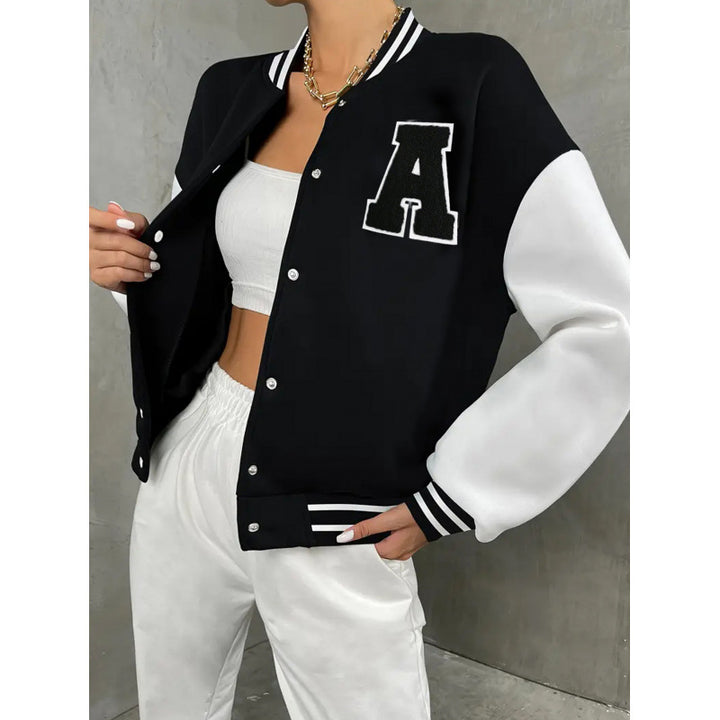 Veste Cardigan Varsity Femme – Coupe Baseball Décontractée