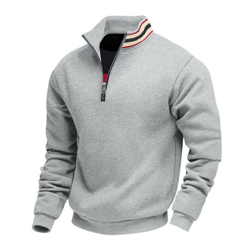 Herren-Pullover mit Schornsteinkragen und Reißverschluss – lockere Passform, Fleece-Innenfutter