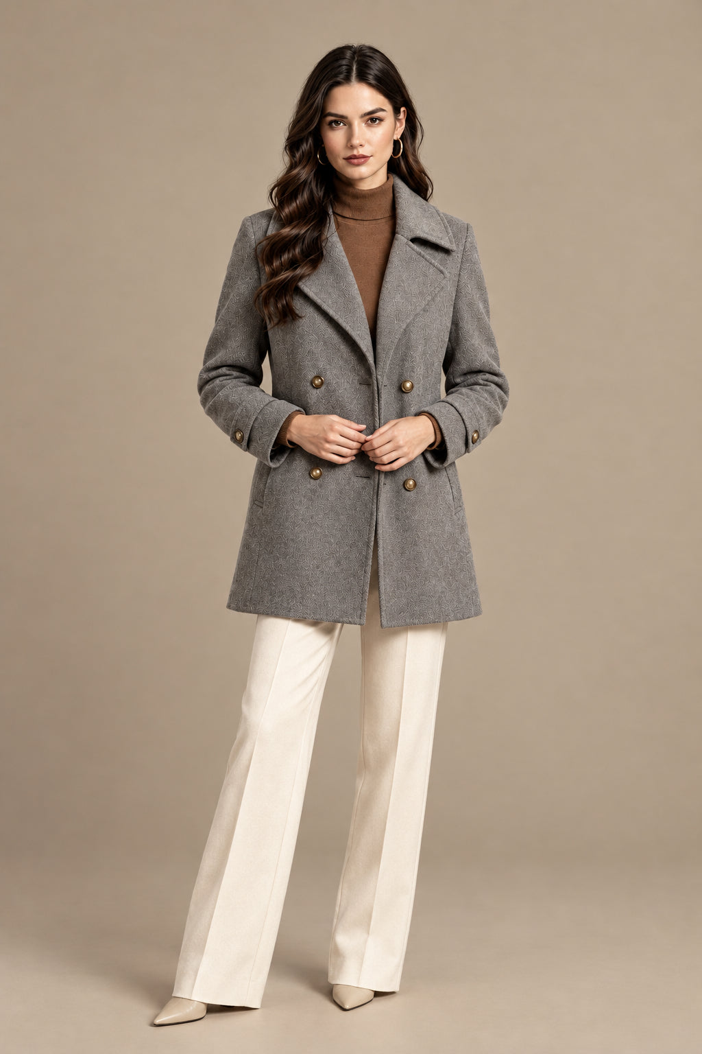 Manteau Femme Court – Coupe Tailleur à Double Boutonnage