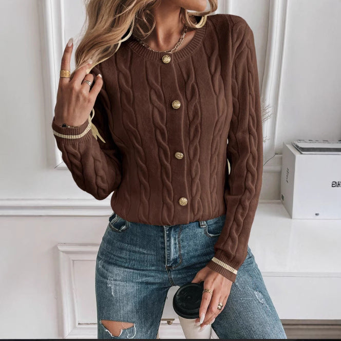 Cardigan Femme en Maille – Tricot Épais Ouvert à Détail Boutons