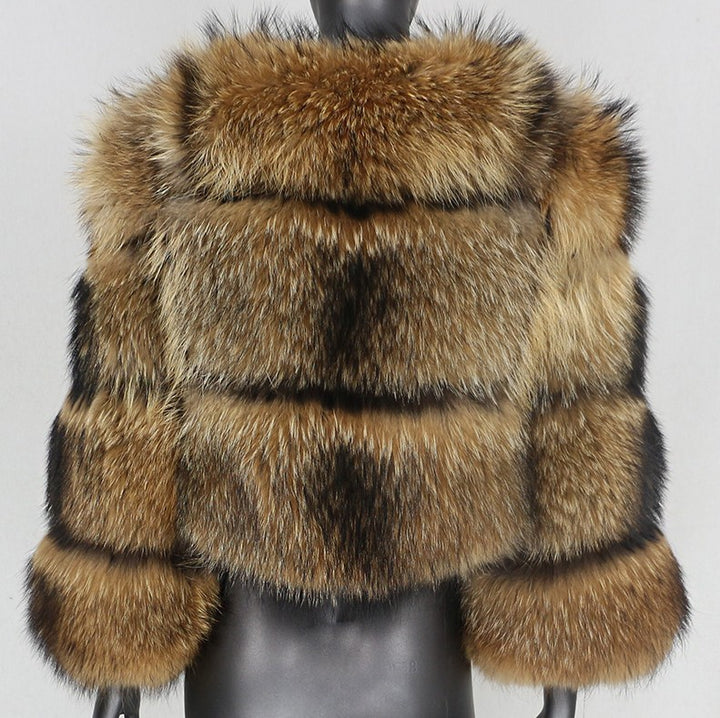 Manteau Court Femme en Fourrure – Col Oversize Élégant
