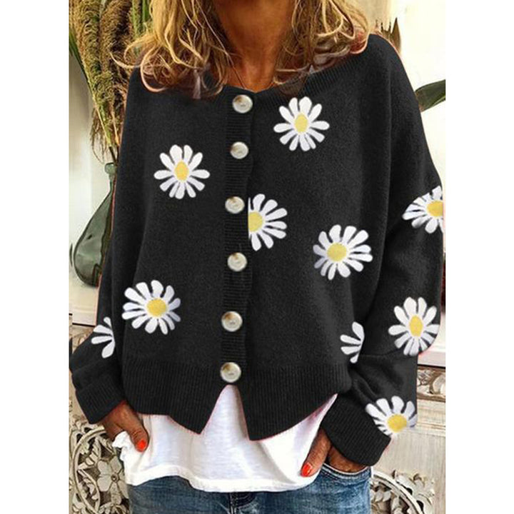 Damen-Strickweste – Lässige Silhouette, Druckmuster